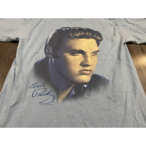 Vintage Elvis T Shirt Medium Blue Y2k Presley Music Rock n Roll Band - WEAR - Picture 3 of 8